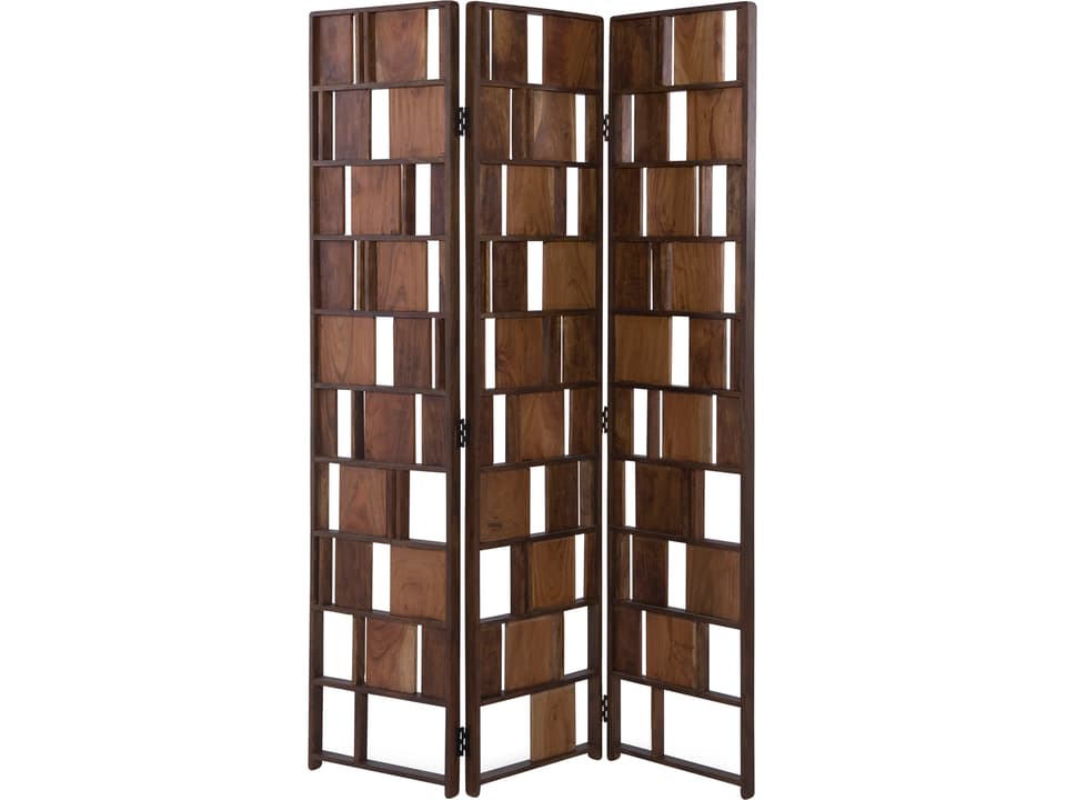 Multi 3 Panel Modern Acacia Wood Room Divider in Brown