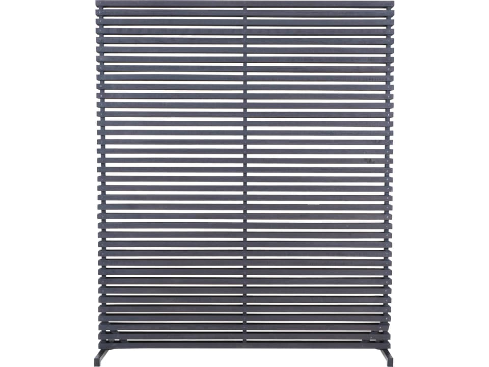 Dallin Black Room Divider Screen with Hardwood Slats and Aluminum Frame