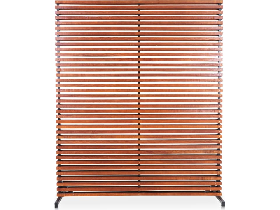 Dallin 1 Panel Room Divider in Brown Hardwood and Aluminum