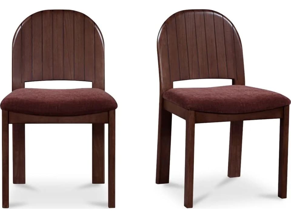 Emil Rubberwood Brown Upholstered Armless Dining Chair