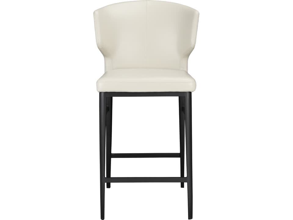 Delaney Counter Stool in Beige Vegan Leather and Steel