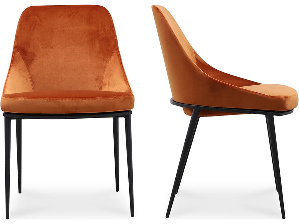 Sedona Upholstered Dining Side Chair Set of Two in Orange