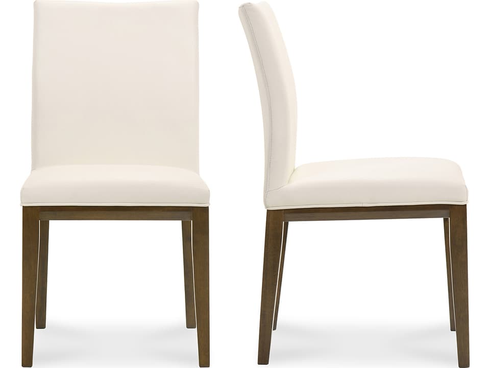 Rubberwood White Upholstered Side Dining Chair - Set of Two