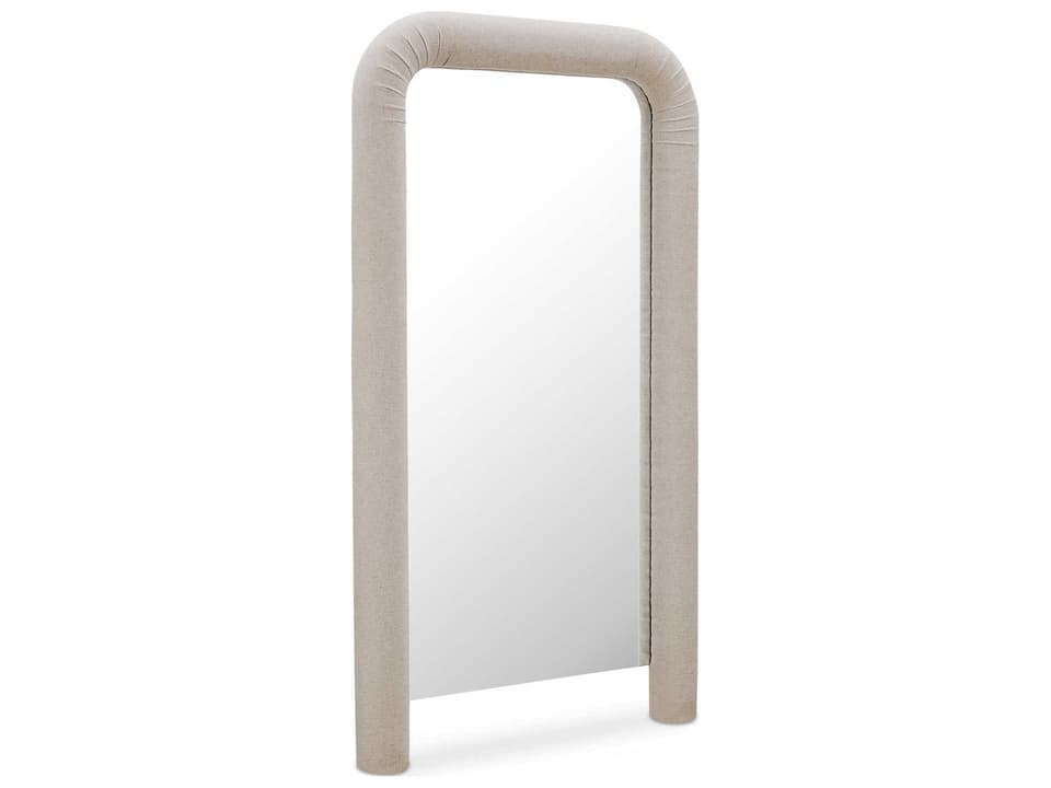 Ellison Modern Upholstered Floor Mirror in Beige