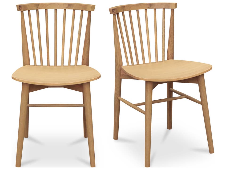 Marley Oak Wood Natural Armless Dining Chair Set of 2