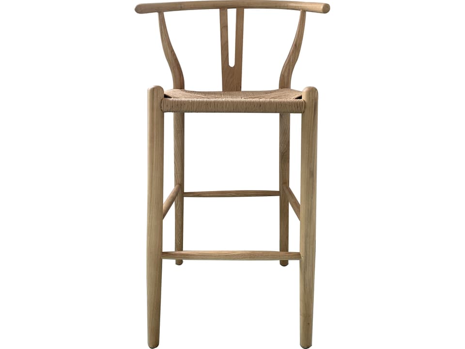 Ventana Natural Elm Wood Counter Stool with Woven Paper Seat