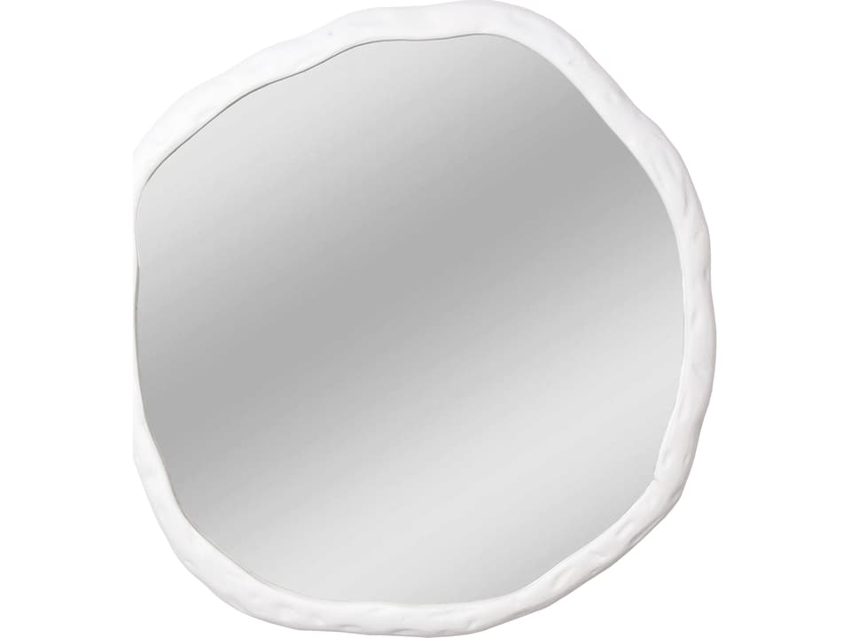 Foundry Large Round Wall Mirror in White Aluminum