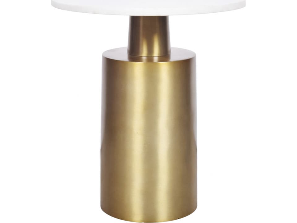 France Round Marble Gold White End Table