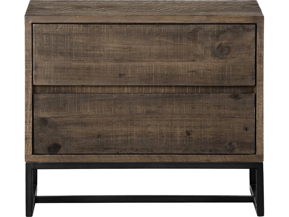 Elena 2-Drawer Nightstand in Light Brown Solid Pine Wood