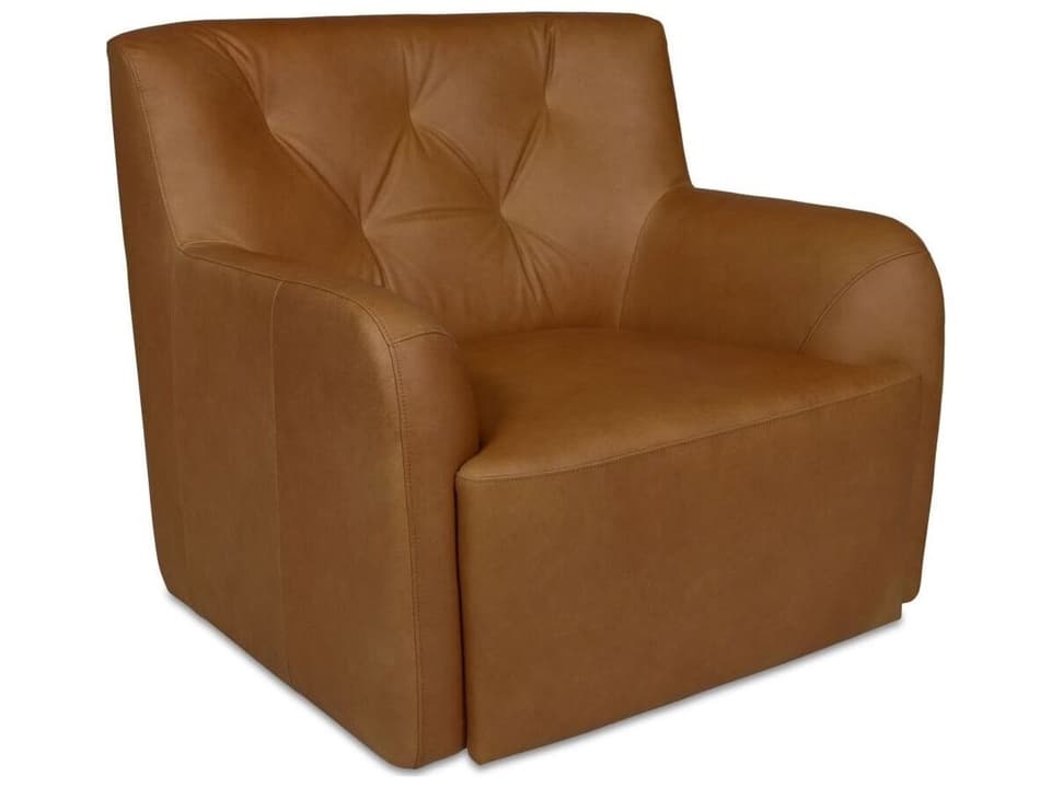 Sullivan Swivel Tan Leather Accent Chair