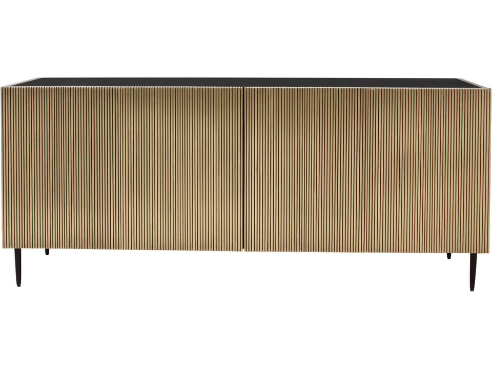 72" Mango Wood Antique Brass Black Sideboard