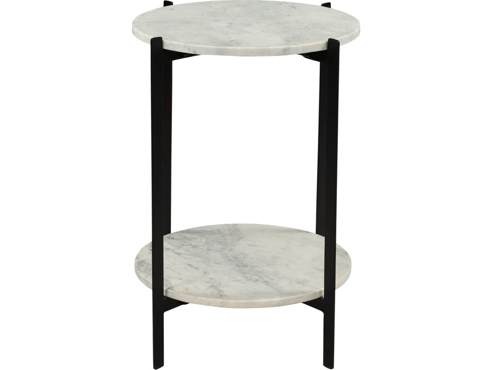 Melanie Accent Table White Marble and Black