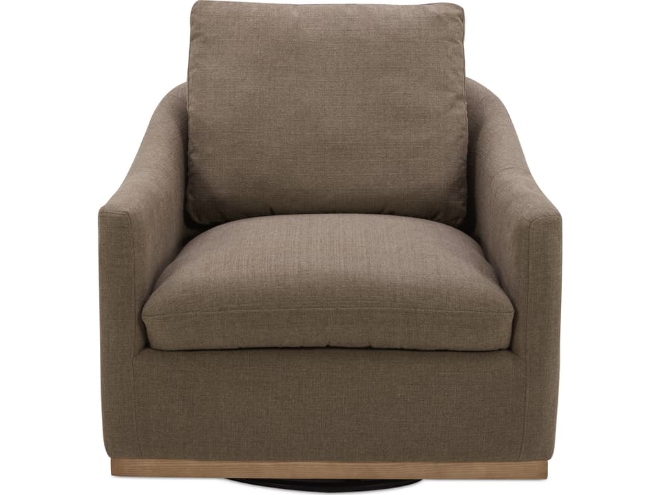 Linden Swivel Brown Fabric Accent Chair