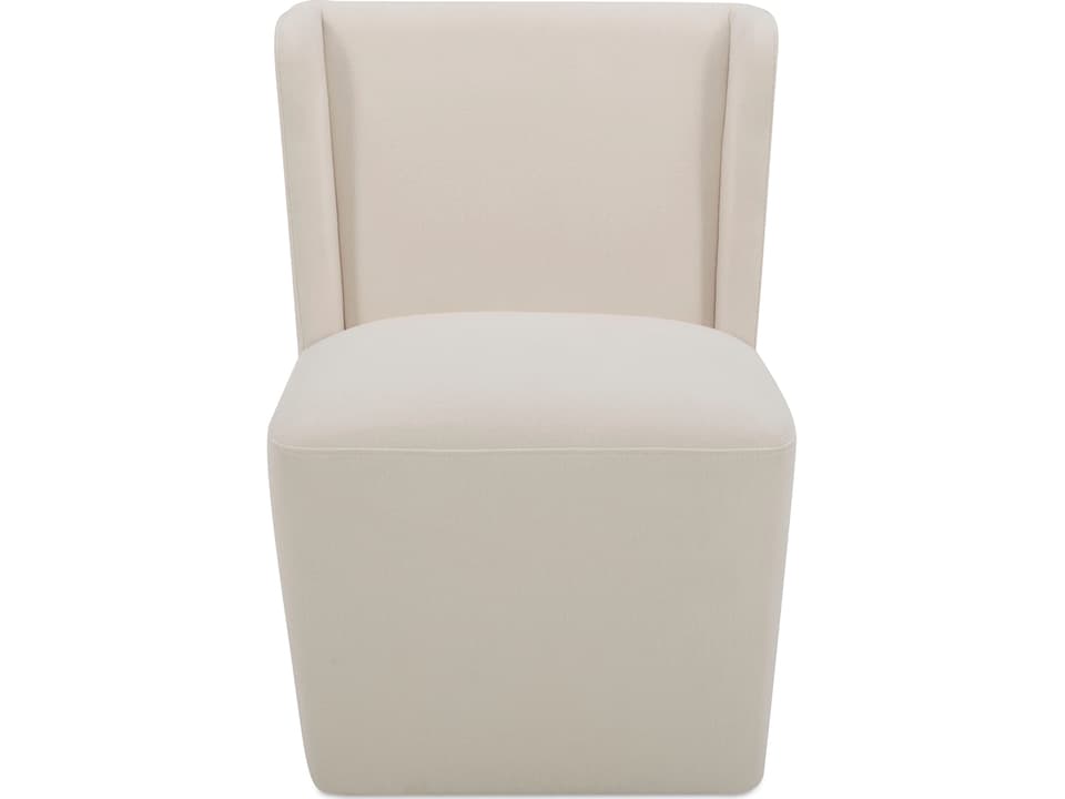 Cormac Rolling White Upholstered Side Dining Chair
