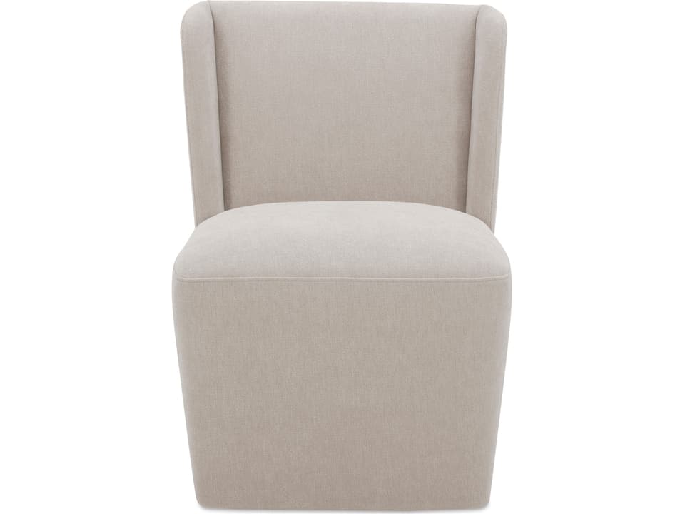 Cormac Rolling White Upholstered Side Dining Chair