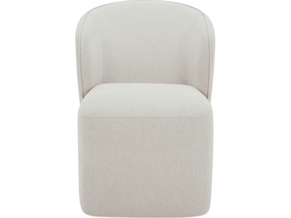 Larson Rolling White Upholstered Side Dining Chair