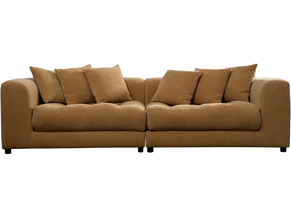 Davie 3-Seat Chenille Sofa in Yellow with Feather Fiber Fill