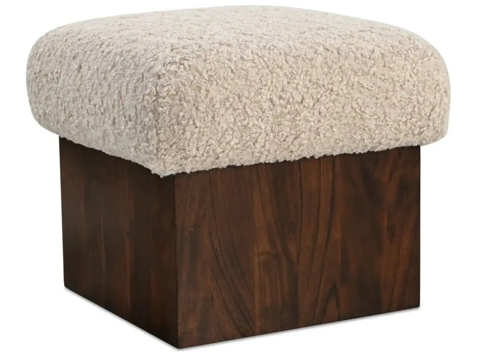 Serge White Cream Faux Leather Ottoman