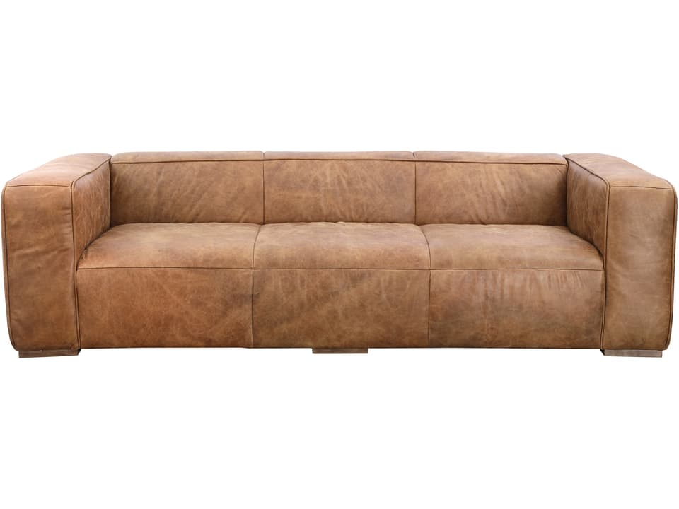Bolton 3-Seat Top-Grain Leather Sofa in Cappuccino