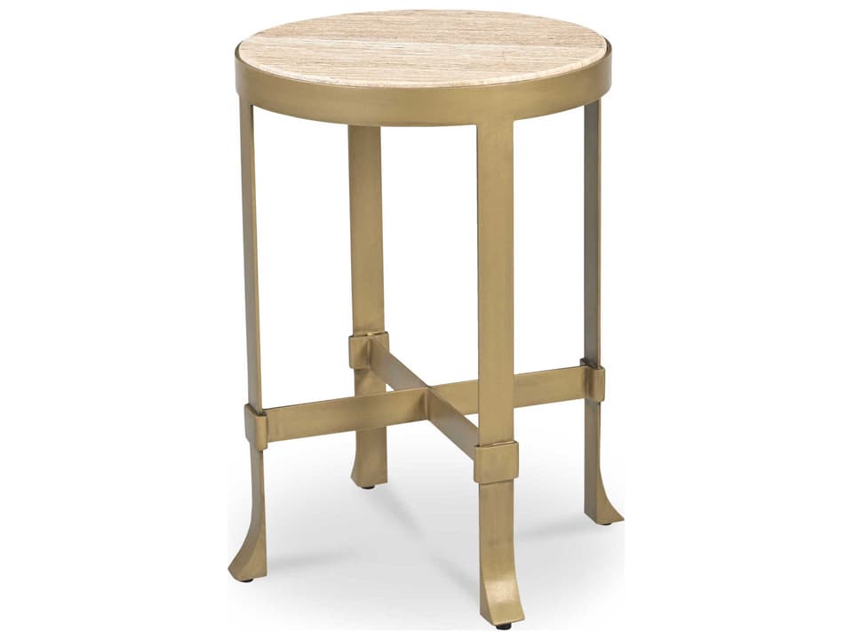 Holli Round Marble Beige End Table