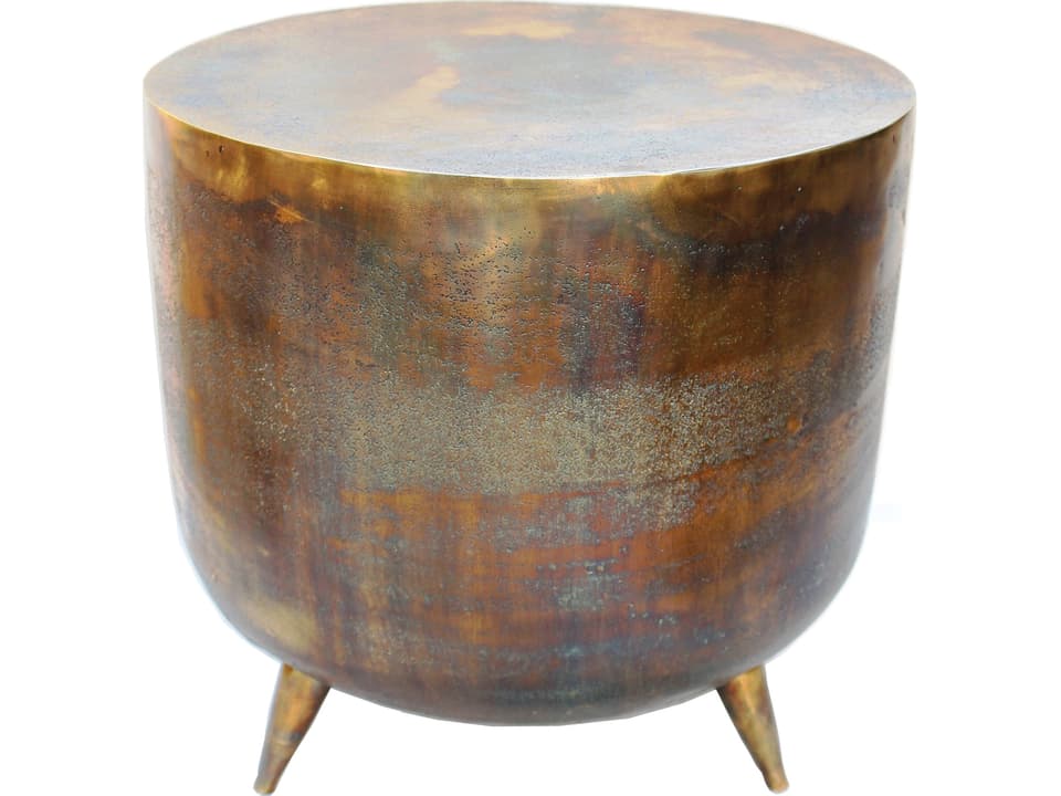 Kettel Accent Table Brass Drum Side Table