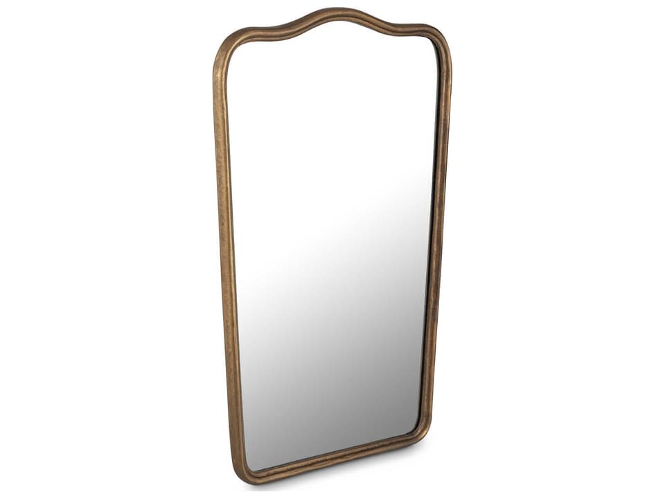 Keyes Art Deco Cast Aluminum Wall Mirror in Aged Brass