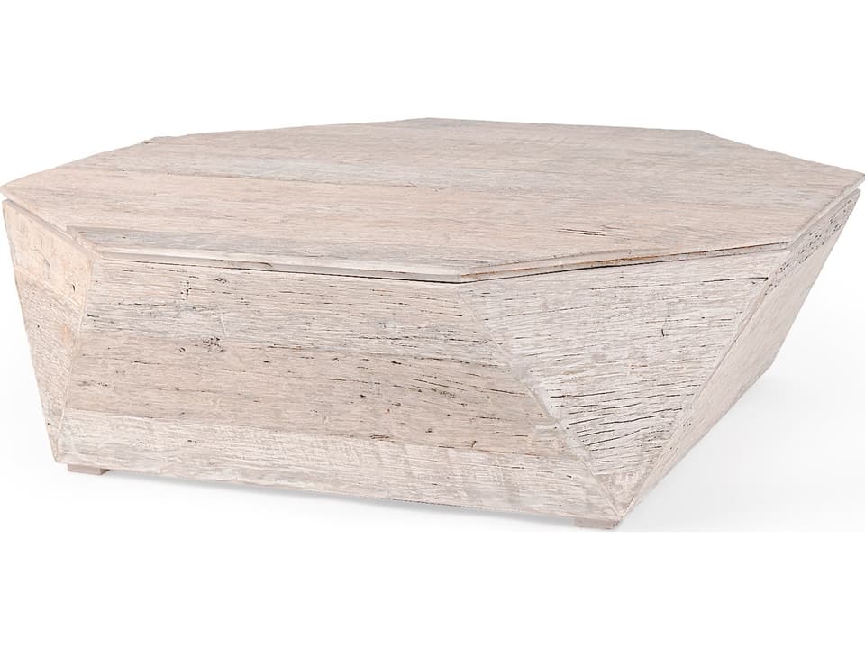 Esagono Octagonal Reclaimed Wood Coffee Table w/ Storage