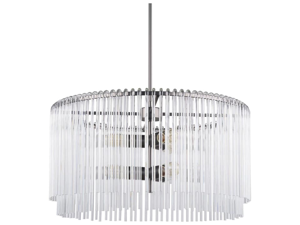 Anna 6-Light Chandelier with Clear Glass Rods in Gun-Metal