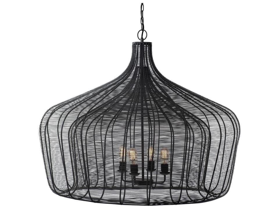 Camila 4-Light Black Metal Mesh-Style Chandelier