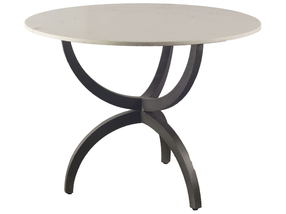 Veneto 40" Round White Marble Top with Black Metal Base Dining Table