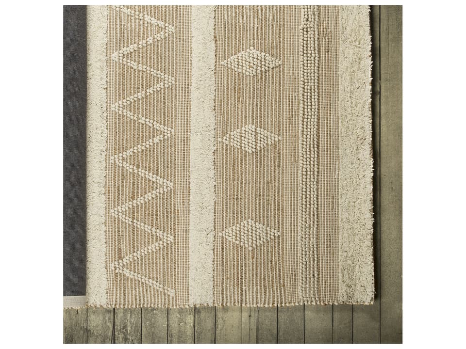 Paloma 96 x 60 Brown/Cream Hemp/Wool Raised Detail Rug