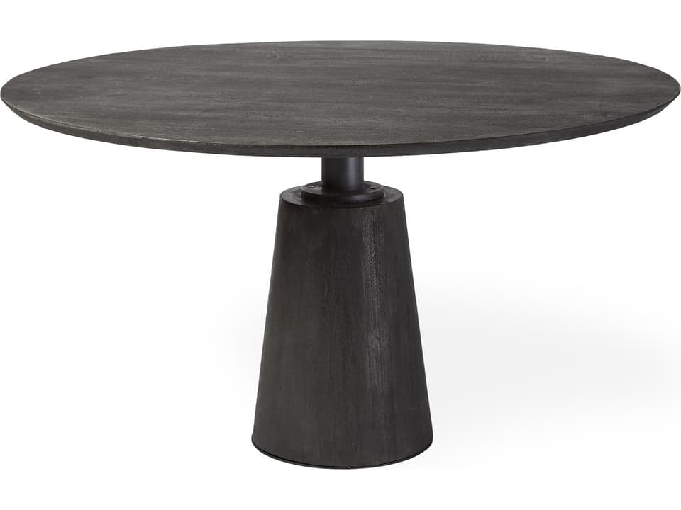 Maxwell 54" Brown Solid Wood Top Brown Metal/Wood Base Dining Table