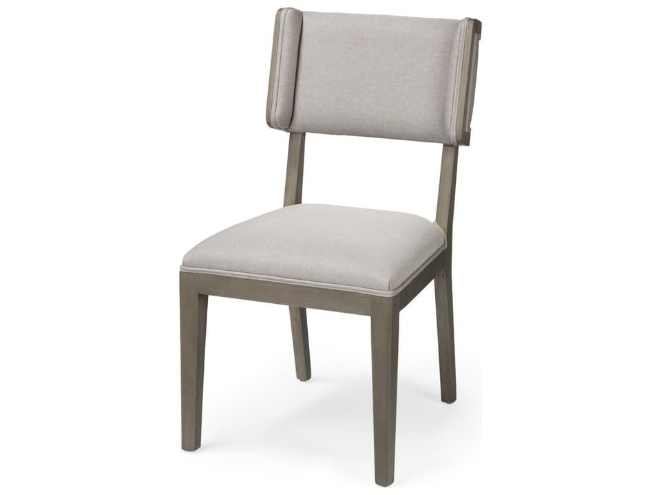 Tenton II Grey Fabric Seat Brown Wood Frame Dining Chair