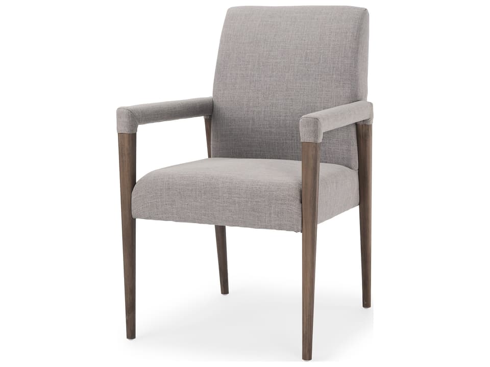 Palisades Grey Fabric Wrap Brown Wooden Frame Dining Chair