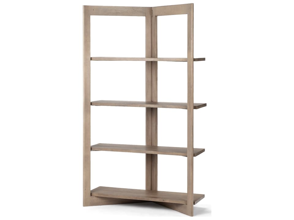 Turnbull I 42L x 16W x 72H Light Brown Wood Four Shelf Shelving Unit