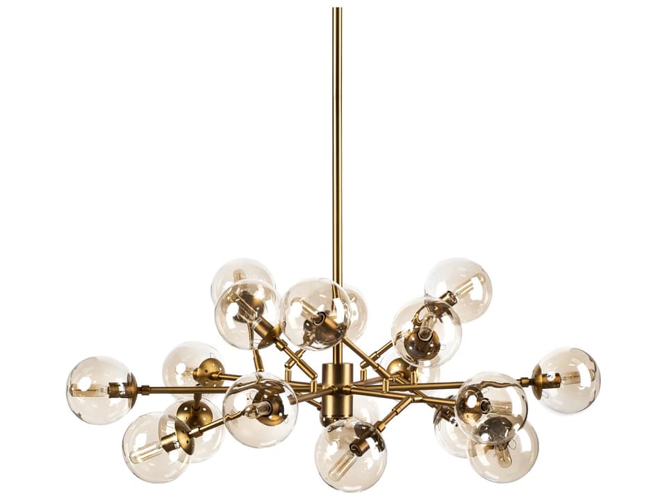 Rudyard 18-Light Glass Globe Chandelier in Antiqued Gold