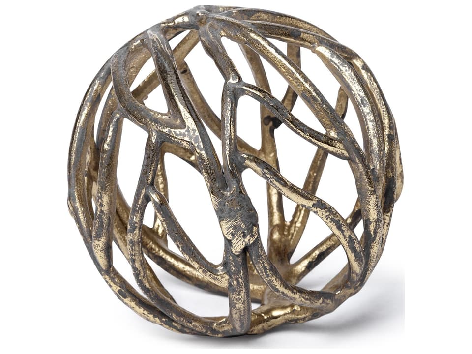Sphaira Noir I Small Gold Cast Aluminum Decorative Tree Branch Orb