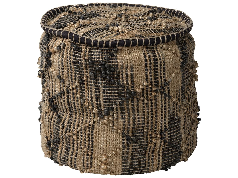 Riley Tan Jute Popcorn Stich Cylindrical Pouf