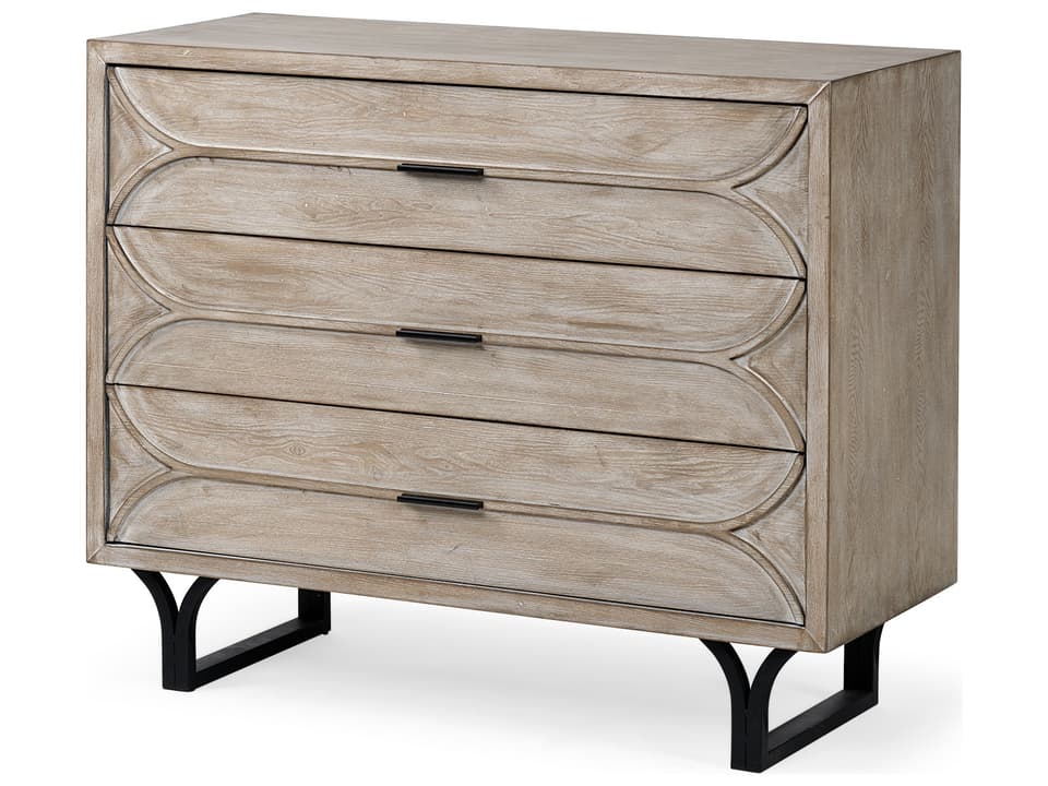 Giselle 40L x 16W Light Brown Fir Veneer 3 Drawer Accent Cabinet