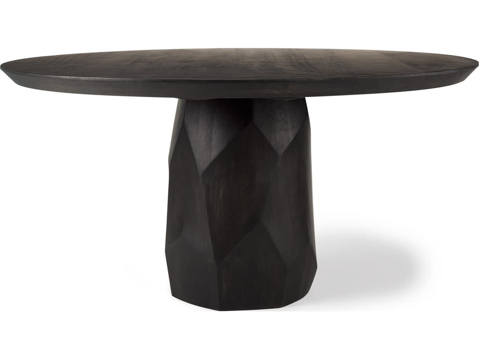 Fitzgerald 60" Round Brown Solid Wood Top & Base Dining Table