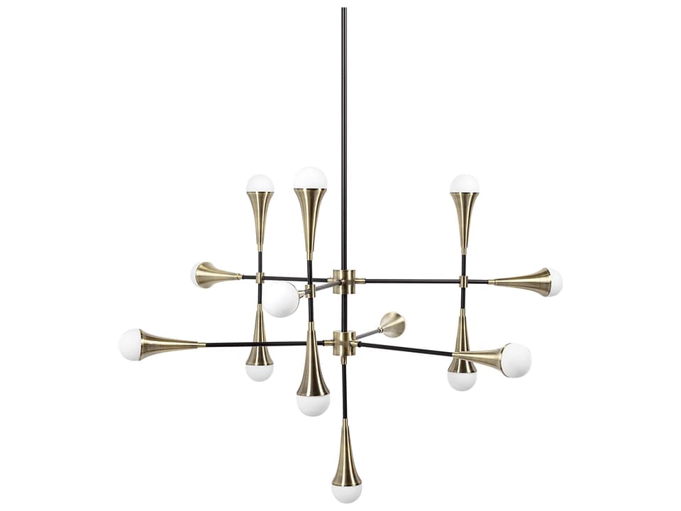 Decarlo II 13-Light Sputnik Chandelier in Black and Gold Metal