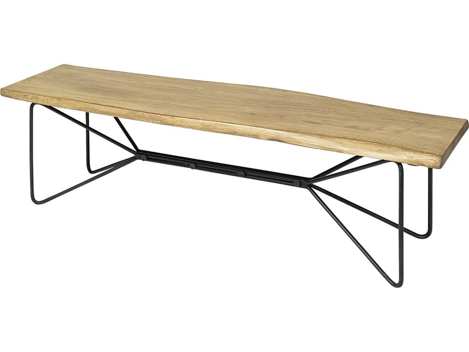 Papillion III 66L x 16W Blonde Wood And Iron Dining Bench