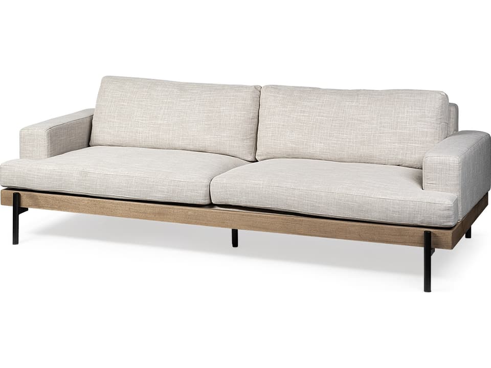 Colburne II 95" Beige Upholstered Three Seater Sofa
