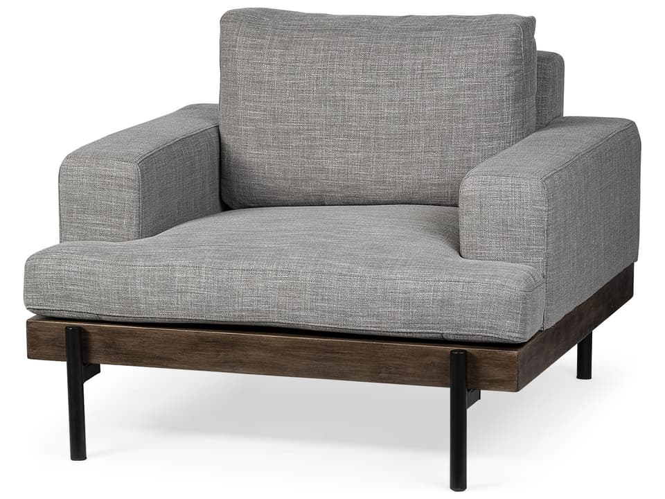 Colburne I Gray Fabric W/ Wood and Iron Frame Accent Chair