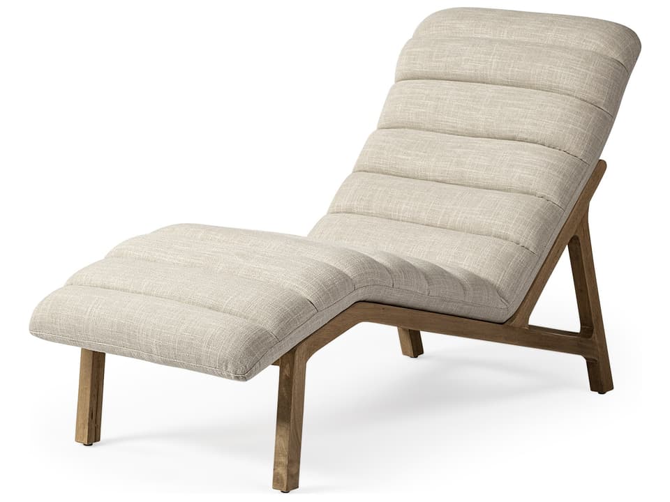 Pierre Beige Fabric Upholstered Armless Chaise Lounge Chair
