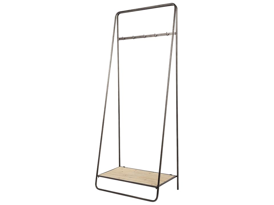 Carell 31L x 18W Black Metal And Wood Shelf Hall Tree