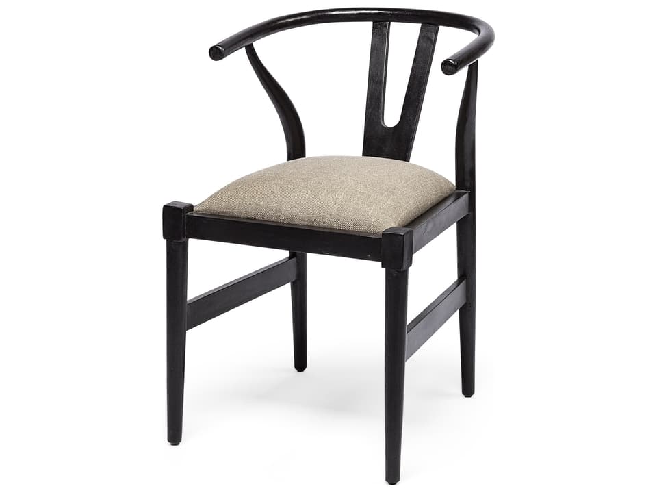 Trixie I  Black Wooden Base w/ Dark Taupe Fabric Seat Dining Chair