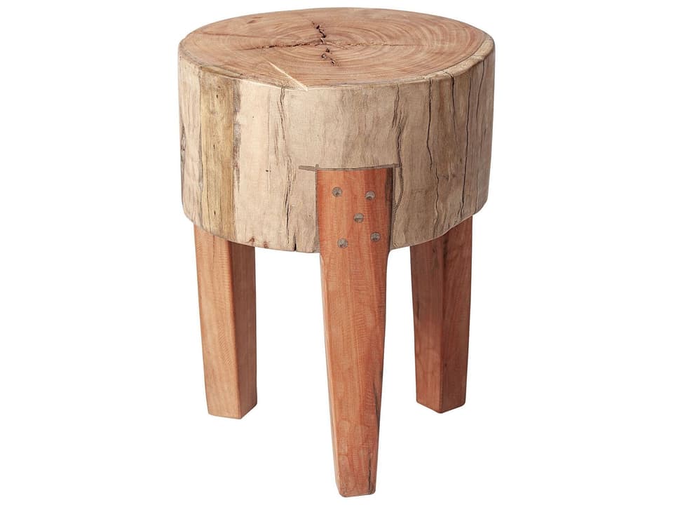 Asco Rustic Solid Reclaimed Wood Accent Stool Natural Brown