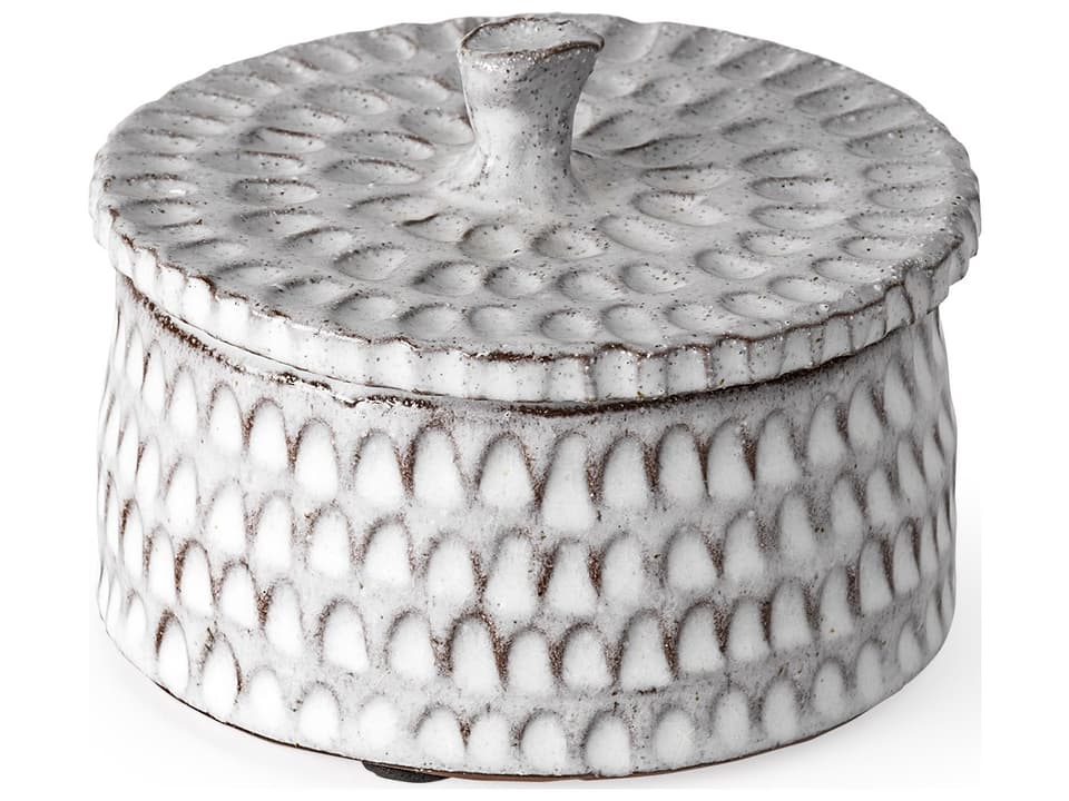 Azul Small Gray Ceramic Detailed Decorative Box