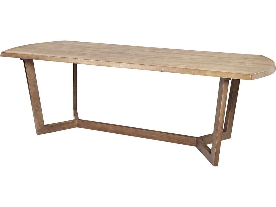 Denver 91.5x38 Rectangular Brown Solid Wood Top & Base Dining Table